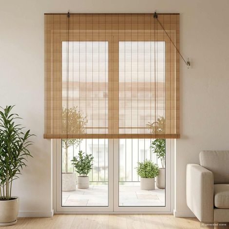 vidaXL Tenda a rullo Marrone 130 x 220 cm Bambù