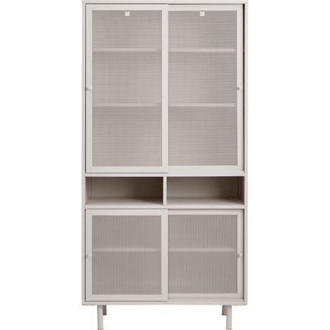 Vaisselier 4 portes, 2 niches en métal H180cm - Grège - KISO (1/5)