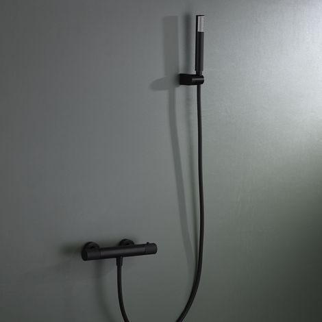 Imex -  Grifo Ducha y Bañera Termostatico Negro Serie Line