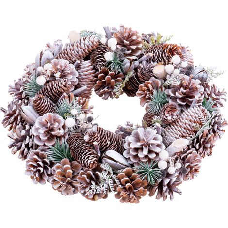 Couronne de l'Avent synthétique décoration Noël Pommes de pin - 35cm (1/3)