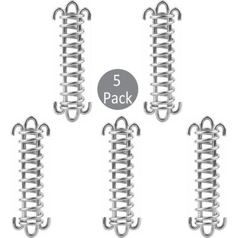 Fixations d'ombrage de Voile, 5 Pcs Boucle de Corde de Ressort de Tente en Acier Inoxydable, Kit de Fixation pour Voile de Jardin, Kit de Fixation Voile d'ombrage, Kit de Fixation de Voile Solaire (1/5)