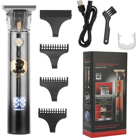 Kit de coupe professionnel complet de tondeuse à cheveux électrique pour hommes, avec sabots de guidage, couleur argent. (1/5)