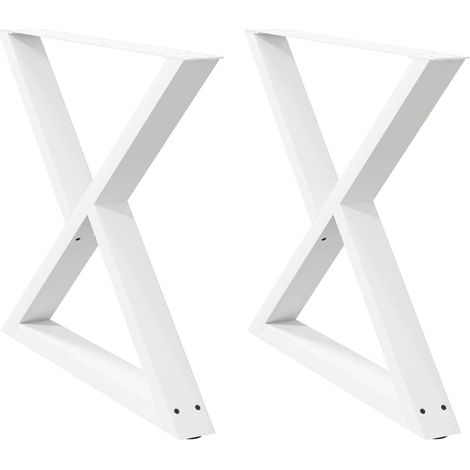 Lot de 2 pieds de table à manger réglables contemporaine 90 x 72 cm en acier blanc