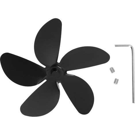 Ventilateur de cheminée 5 pales de rechange en alliage d'aluminium, pour poêle à bois, usage domestique, noir (1/5)