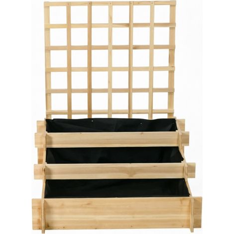 Fioriera rialzata a 3 livelli con grigliato in legno 95 x 95 x 110 cm MODENUIT (1/5)