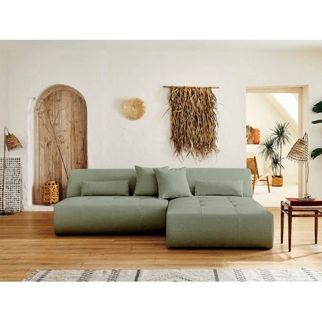 Onyx - canapé modulable d'angle réversible 4 places - en tissu - vert sauge (1/5)
