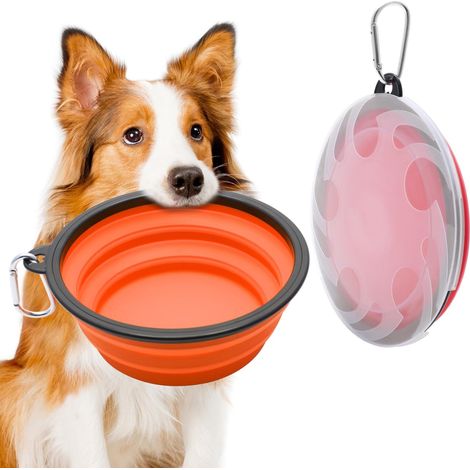 Set mit 2 faltbaren 1000-ml-Lunchboxen mit Deckel, rot, für Reisen/Wanderungen