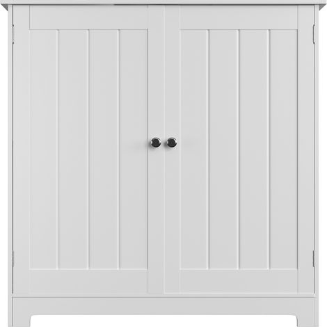 Under Sink Cabinet, Bathroom Floor Cabinet with 2 Doors and 2 Shelves Wooden Space Saving Free Standing for Bathroom (1/5)