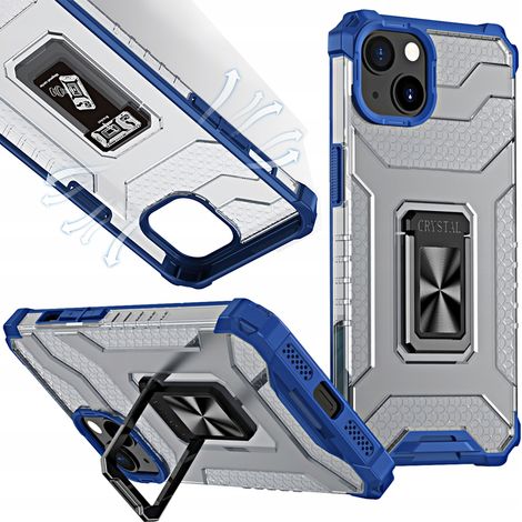 Crystal Ring Case – gepanzerte Hybrid-Schutzhülle mit Magnethalterung für iPhone 12 mini, blau (1/5)