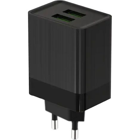 Cargador de pared de 2 puertos USB de 5 V y 2,4 A, cubo negro (1/4)