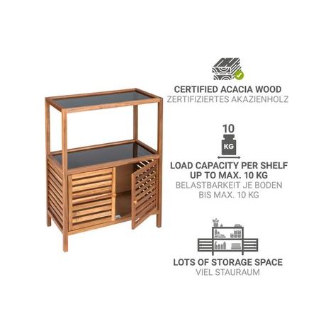 Étagère de salle de bain avec armoire en bois d'acacia FONDI, hauteur 86 cm (1/5)