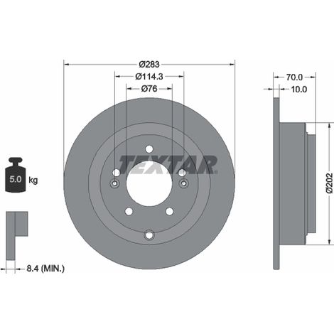 Lot de 2 Disques de frein Textar 92244403 KIA 584113F000