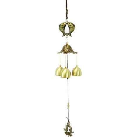 Cloche suspendue carillon éoli Vintage Fengshui cloche ornement métal avec motif de poissons décoration la maison salon