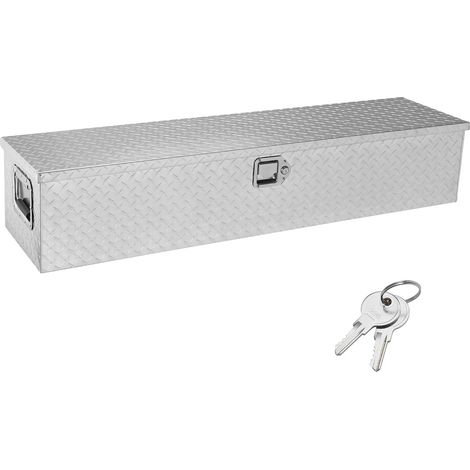 Mophorn Robuster Werkzeugkasten aus Aluminium, 121,9 x 38,1 x 38,1 cm, Aufbewahrungskiste mit Diamantplatte, seitlichem Griff und Schloss für Pickup, Ladefläche, Wohnmobil, Anhänger, Silber