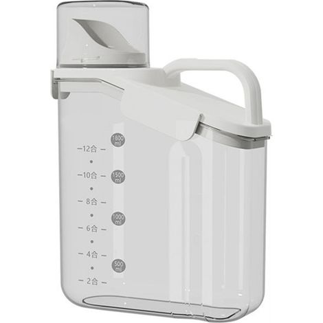 2000ml Boîte hermétique pour grains avec gobelet doseur, grand récipient transparent pour riz, seau de stockage pratique pour cuisine blanc (1/5)
