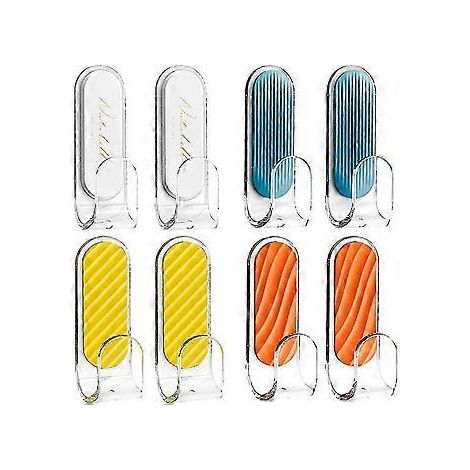 Klebehaken, 8 Stück, nahtlose Wandhaken in 4 Farben, wasserfest, für Bad, Küche und Türen. Geeignet für Kleidung, Handtücher, Schmuck und Schlüssel. (1/5)