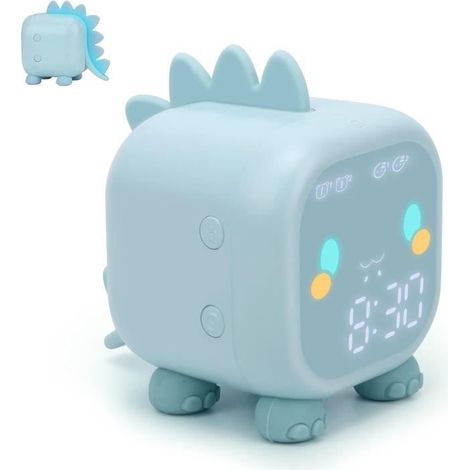 (Blau) Kinderwecker, digitaler Wecker fürs Kinderzimmer, beleuchteter Wecker mit USB-Alarm (blau) (1/4)