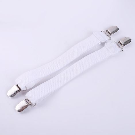 Sollbry Correas para sujetar sábanas, sujetadores de dos cabezas, 12 piezas (blanco) (1/3)