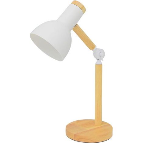 Flexo d'Écriture TEACHER 1xE-27 en Métal et Bois, Idéal pour Bureau et Chambre, Noir, Design Moderne et Élégant, Matériau: Métal (AMPOULE NON INCLUSE) (BLANC)