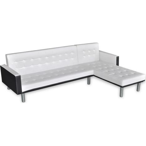 Maison Exclusive - Schlafsofa L-Form Kunstleder Weiß