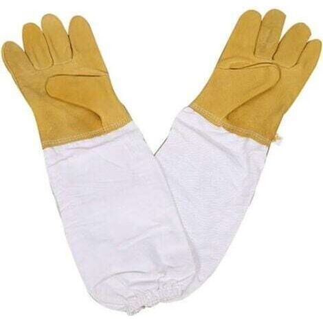 Imkerhandschuhe (Gelb), strapazierfähige, langärmelige Schutzhandschuhe aus Schaffell, ideal für Imkeranfänger (1/5)