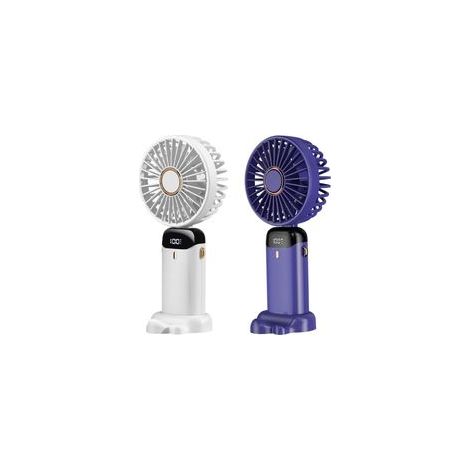 Tragbarer Ventilator, Mini-Tischventilator, 5 Geschwindigkeitsstufen, USB-wiederaufladbarer Mini-Ventilator mit LED-Anzeige, Taschenventilator für Büro, Reisen, Strand, Camping (Blau, Weiß) (1/5)