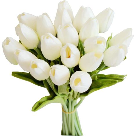 20 tulipes artificielles blanches en soie pour Noël H-AquaForge (1/5)