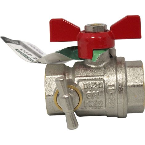 Vanne à sphère PN30 Passage intégral ACS Papillon rouge F/F à purge 3/4'(20x27) SOMATHERM (1/8)