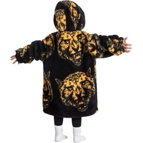 Couverture à Capuche Enfant, Couverture Portable Douce et Confortable,pour 3-6 Ans,Taille Unique 60cm, tête de léopard (1/4)