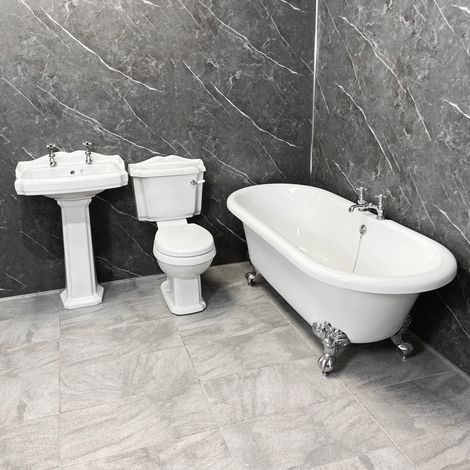 Freestanding Roll Top Bath Suite With Legend Basin & Toilet (Inc Tap Option), With Bath/Shower Mixer (1/5)