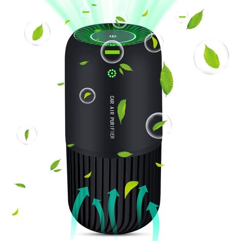 Mini Air Purifier Fights Against 99.97% Of Dust And Smoke, With HEPA Filter Car Air Purifier Suitable For Allergy Sufferers, Smokers (Black) (1/5)
