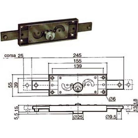 1PZ SERRATURA SERRANDA CENTRALE CILINDRO FISSO TONDO 6211 - (6211.000)