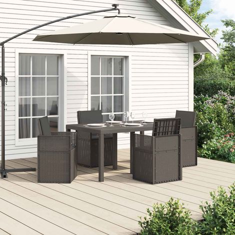 vidaXL Conjunto de Comedor de Jardín 5 uds. Gris Claro y Antracita PP (1/5)