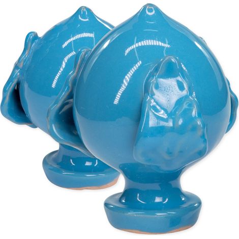PUMO colorato BLU Salentino Chiuso NEW decorazione in ceramica tipica pugliese Piccolo H 9 cm (1/4)