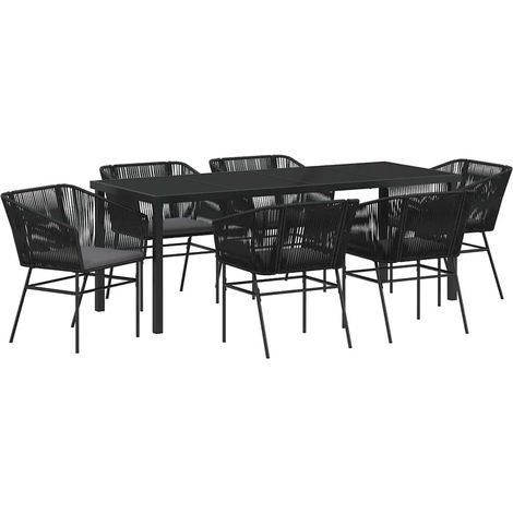 Maison Exclusive - Set da Pranzo per Giardino con cuscino 7 pcs Nero