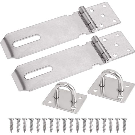 MINKUROW 2 Pezzi 4 Pollici Lucchetto In Acciaio Inossidabile Chiusure Hasp Chiusura Con Viti Per Porta, Mobili, Armadietto, Cassetto, Armadio E Giardino, Argento (1/5)