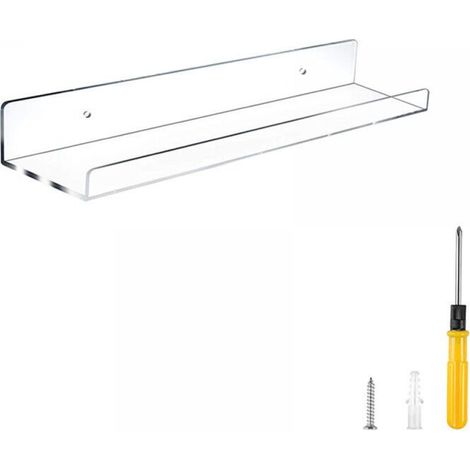 Schweberegal aus Acryl – 38 cm – Wandregal für Badezimmer und kleine Spielzeugablage – Transparent – 1 Stück