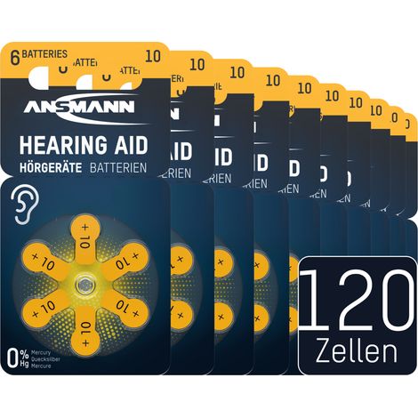 ANSMANN Hörgerätebatterien Typ 10 gelb PR70 P10 ZL4, 120 Stück, German Quality (1/5)