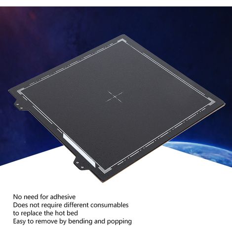 Feuille d'acier à ressort noire revêtement poudre pour plateau magnétique Prusa Anet CR-20 220mm face B adhésive (1/5)