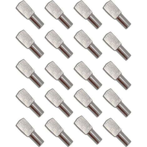 20Pcs Taquet Etagere, Support d'Étagère Étagère Broches Cheville Etagere Supports de Plaque en Métal Nickelé pour Armoire Bureau Accessoires - 5mm19mm (1/4)
