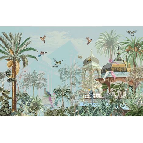 Papier peint panoramique - Jardin Oiseaux - 130 cm x 82 cm (1/2)