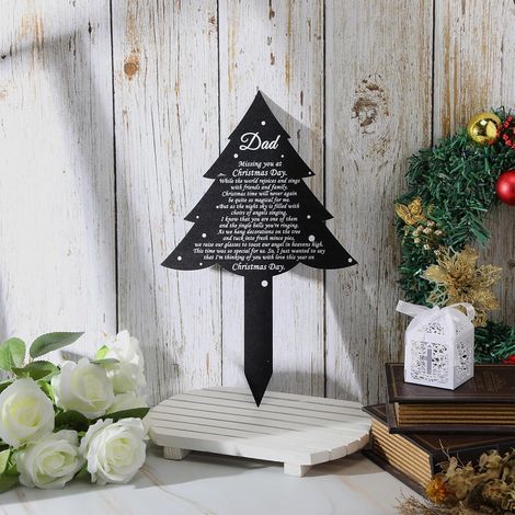 Décorations de Noël pour la tombe de papa au cimetière, plaque commémorative en métal, piquet étanche, jardin de condoléances, hommage au père (1/5)