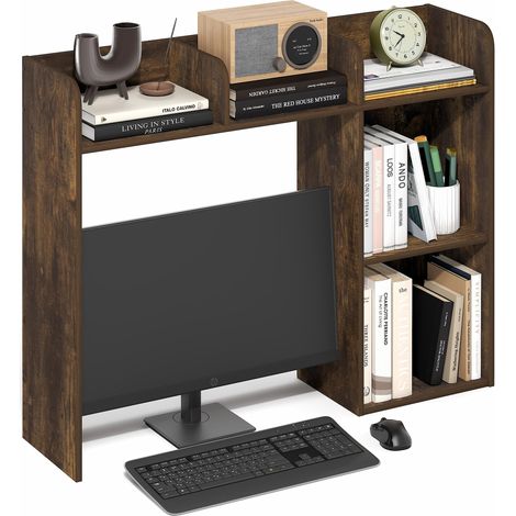 Étagère De Bureau À 5 Niveaux, Bibliothèque Et Organiseur pour Fournitures Et Accessoires, Pin Ambré (1/5)