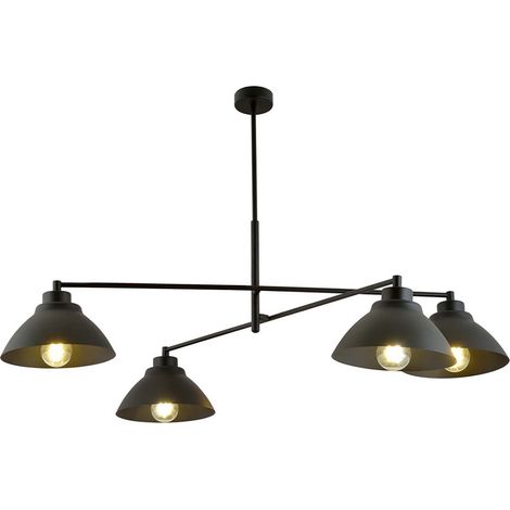 Lampadario Minimal Gemini Acciaio Nero 4 Luci E27 (1/5)