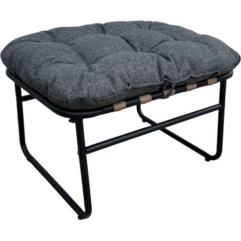 Gepolsterter Fußhocker Rebecca Mobili Hajar 45x63x47 cm Stahl Polyester Dunkelgrau Modern