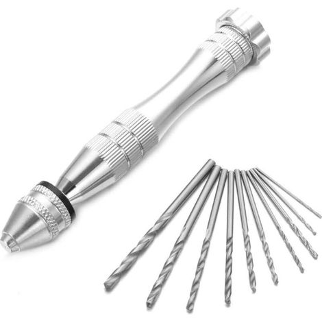 Hand Drill for Jewelry Making with 10 Drill Bits (0.8 mm-3.0 mm) - Resin Alloy Mold Tool for Wooden and Plastic Beads, Craft Projects (1/5)