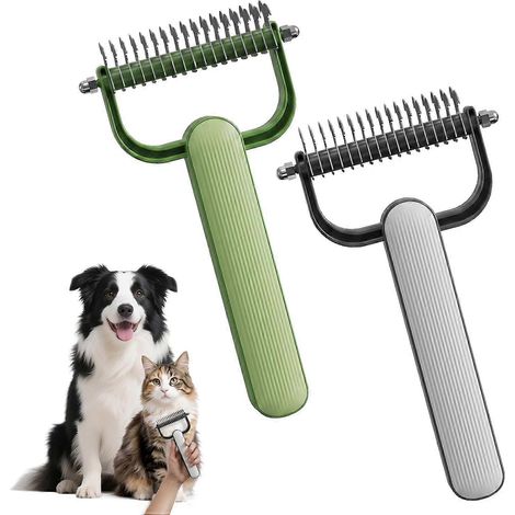 Peigne démêlant double face chiens chats, outil toilettage animaux poils longs épais, brosse démêlage multicolore (1/5)