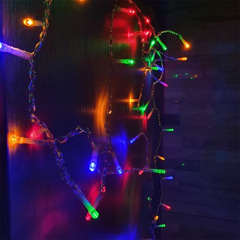 Rideau lumineux 120LED IP44 2M - câble transparent - MultiCouleur - SILUMEN (1/5)