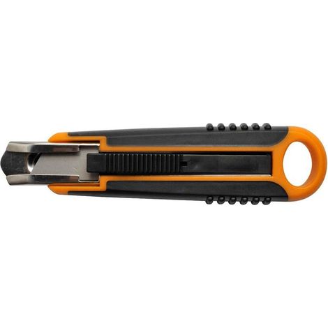 Cutter de seguridad Fiskars negro y naranja hoja 18 mm