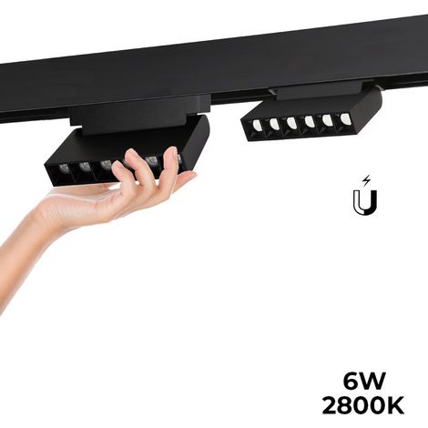 Barcelona Led – Spot LED linéaire orientable sur rail magnétique 48V – 6W – 530 lumens – UGR 16 – IRC >90 – Lumière chaude 2800K et neutre 4000K